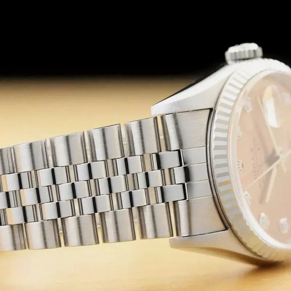 Men's Factory Salmon Color Rolex Diamond Dial Watch